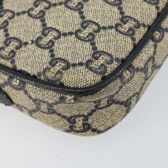 Authentic GUCCI GG Plus Supreme Shoulder Bag PVC Navy Gold - Picture 3 of 16
